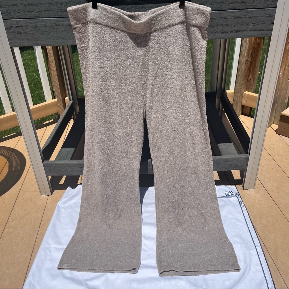 Barefoot Dreams CozyChic Lite Wide Leg Lounge Pants in Beige Gray Tan Size 2X